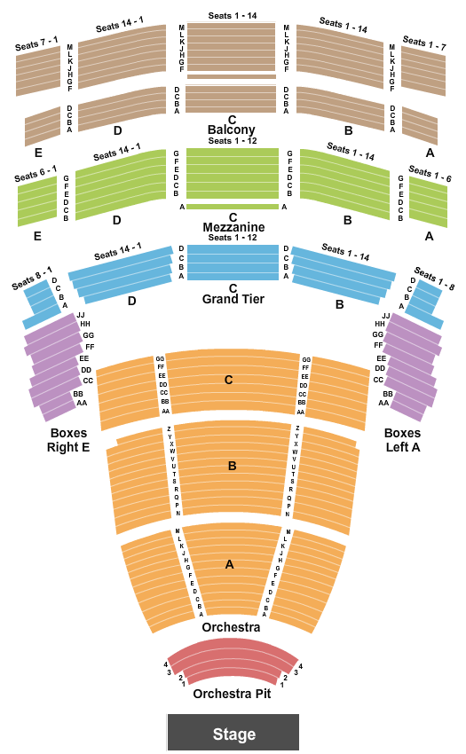 Seating chart for Jones Hall